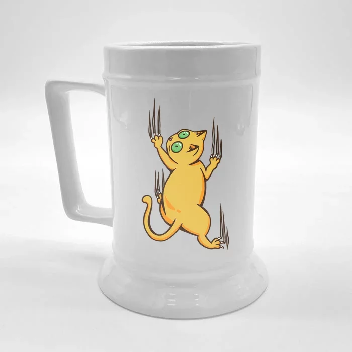 Cat Climbing Front & Back Beer Stein