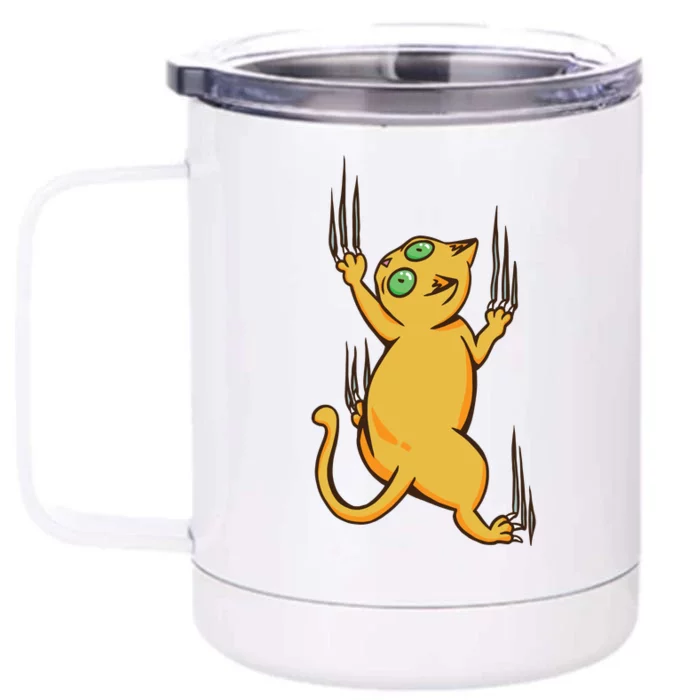 Cat Climbing Front & Back 12oz Stainless Steel Tumbler Cup