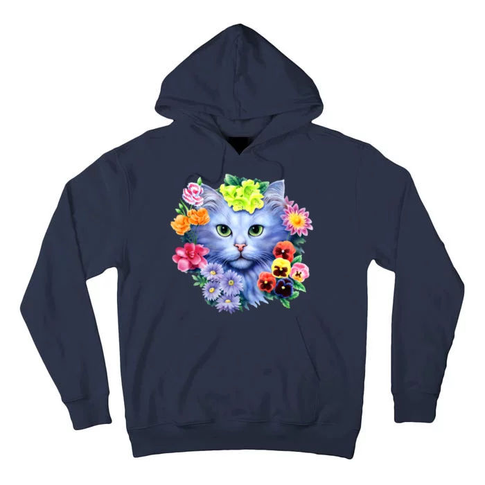 Cat Face With Flowers Tall Hoodie