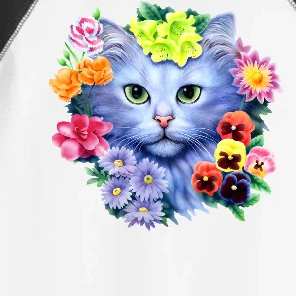 Cat Face With Flowers Toddler Fine Jersey T-Shirt