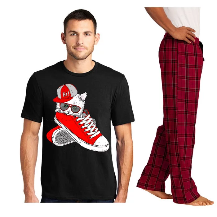 Cat In Red Sneakers Pajama Set