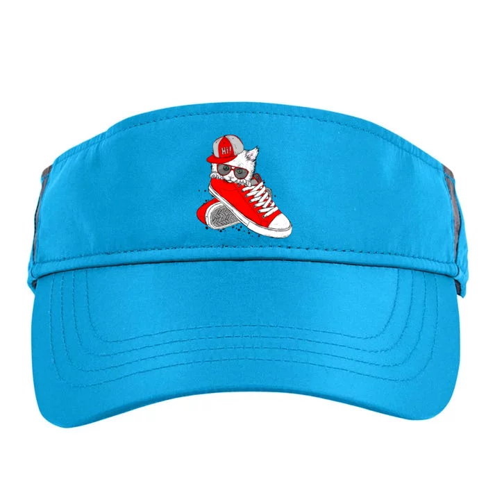 Cat In Red Sneakers Adult Drive Performance Visor