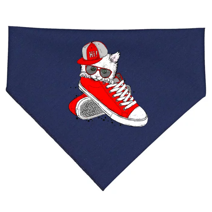 Cat In Red Sneakers USA-Made Doggie Bandana