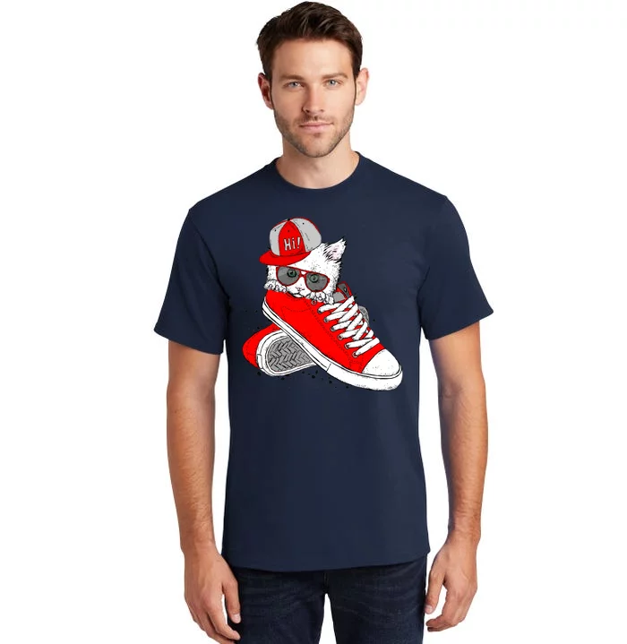 Cat In Red Sneakers Tall T-Shirt