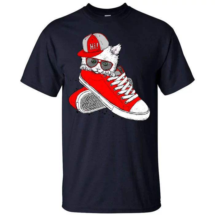 Cat In Red Sneakers Tall T-Shirt