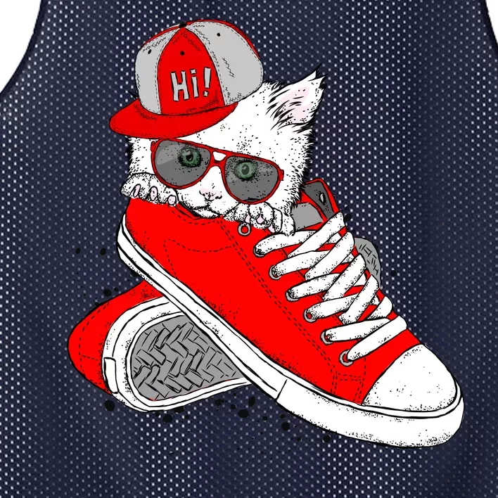 Cat In Red Sneakers Mesh Reversible Basketball Jersey Tank