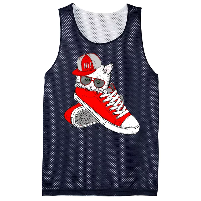 Cat In Red Sneakers Mesh Reversible Basketball Jersey Tank