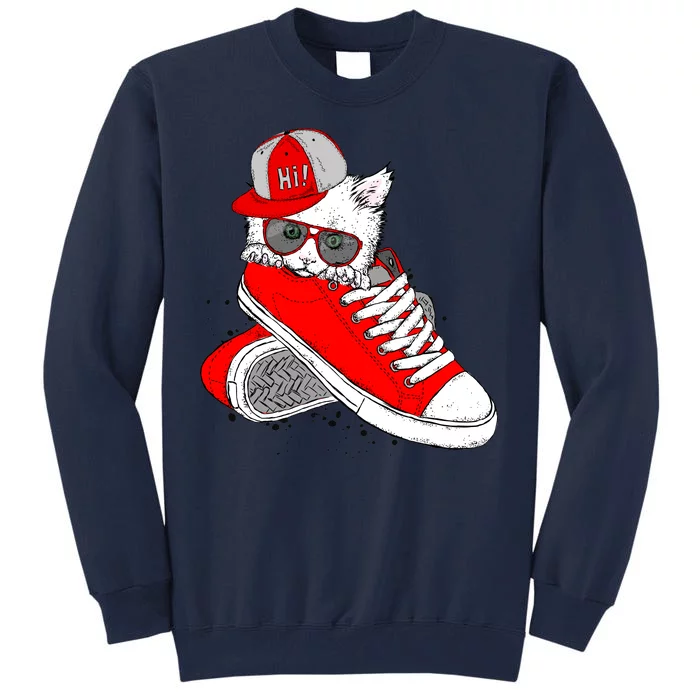 Cat In Red Sneakers Tall Sweatshirt