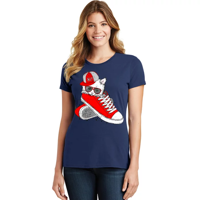 Cat In Red Sneakers Women's T-Shirt