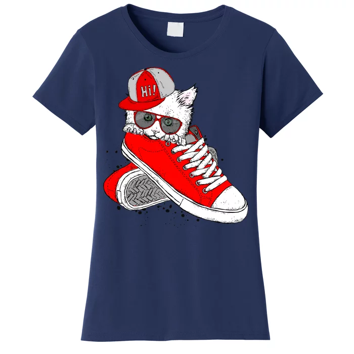 Cat In Red Sneakers Women's T-Shirt