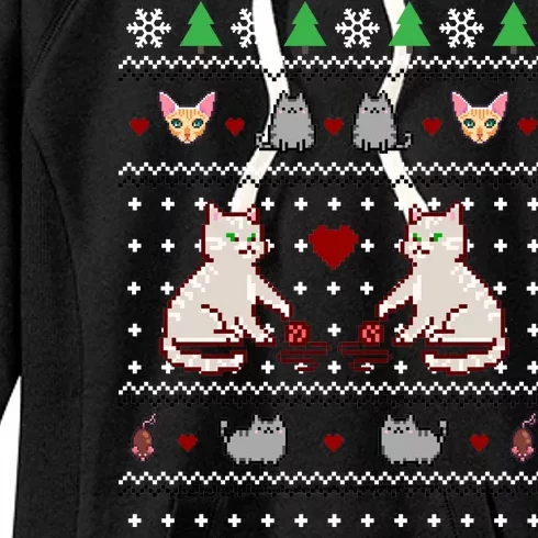 Cat Lover Ugly Christmas Women's Fleece Hoodie