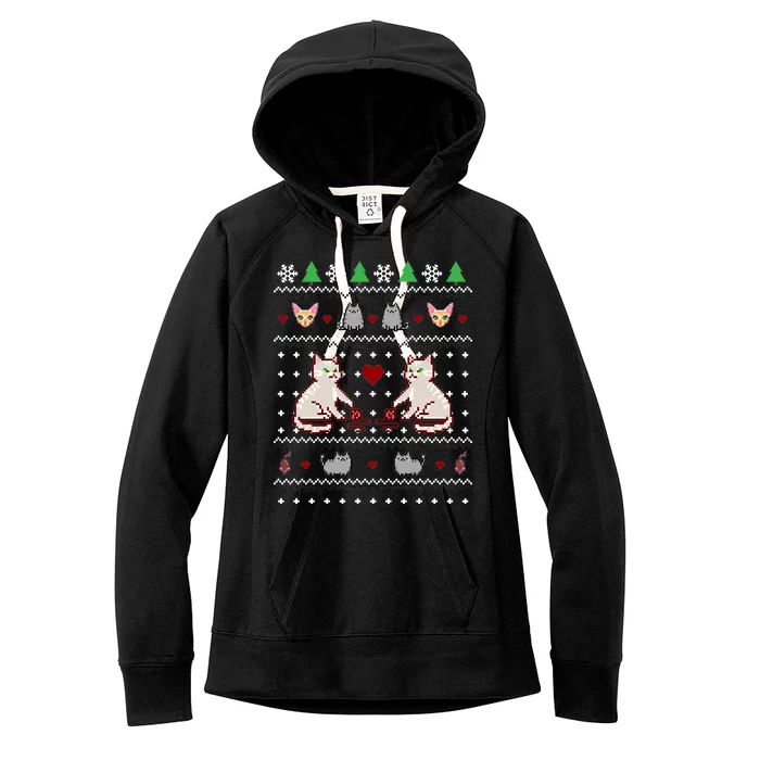 Cat Lover Ugly Christmas Women's Fleece Hoodie