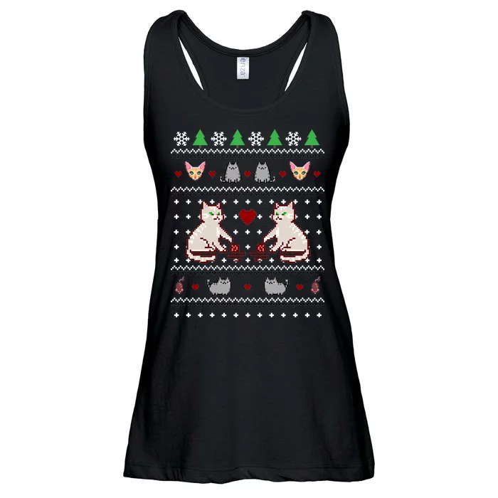 Cat Lover Ugly Christmas Ladies Essential Flowy Tank