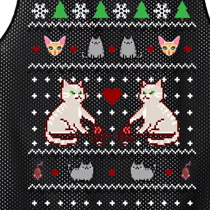 Cat Lover Ugly Christmas Mesh Reversible Basketball Jersey Tank