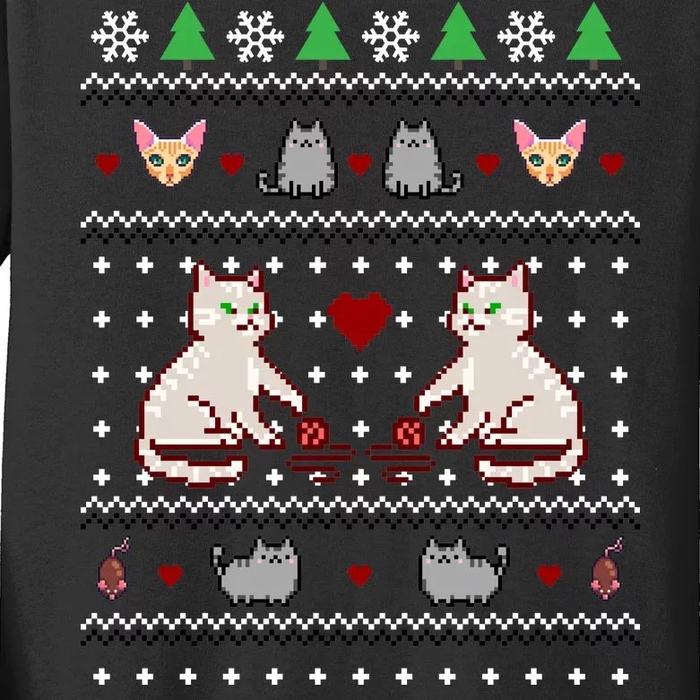 Cat Lover Ugly Christmas Kids Long Sleeve Shirt