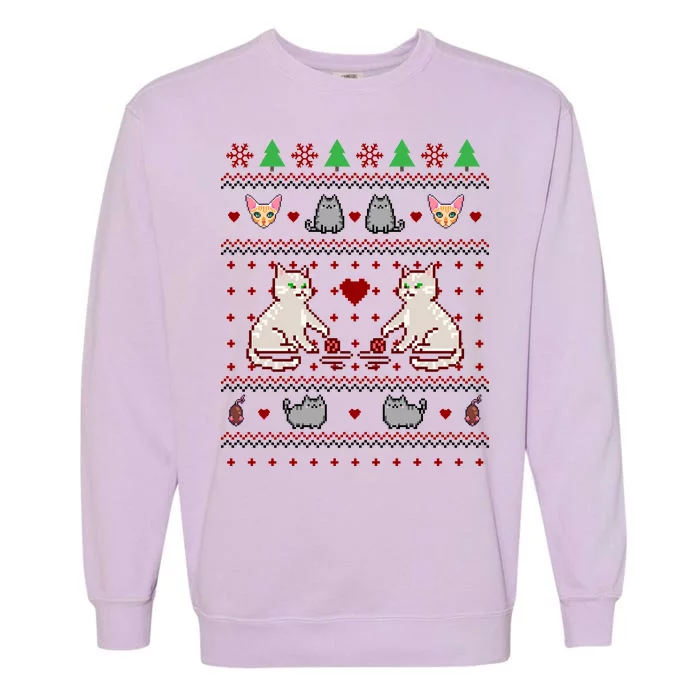 Cat Lover Ugly Christmas Garment-Dyed Sweatshirt