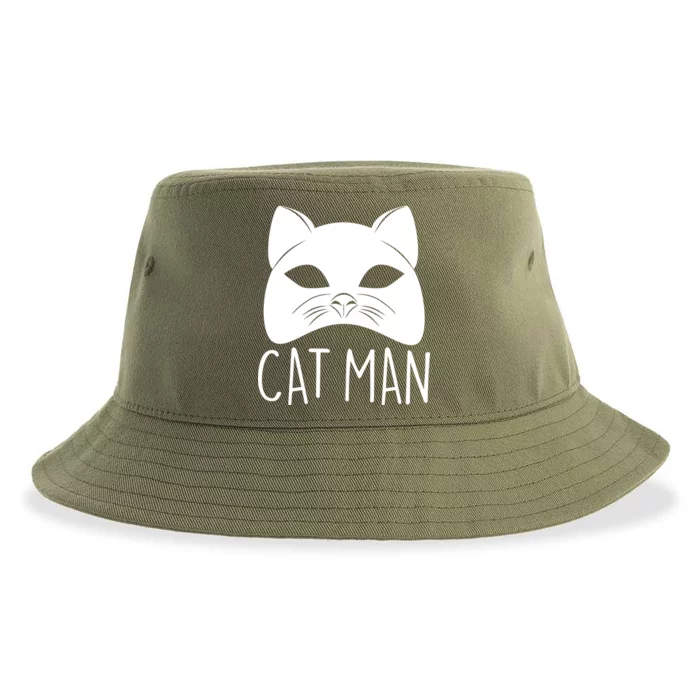 Cat Man Superhero Mask Cat Lover Fan Sustainable Bucket Hat