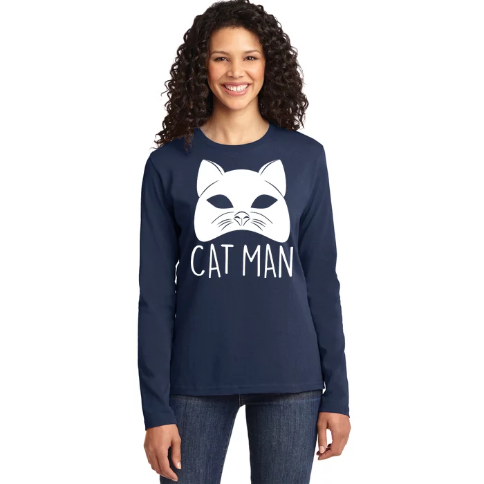 Cat Man Superhero Mask Cat Lover Fan Ladies Long Sleeve Shirt