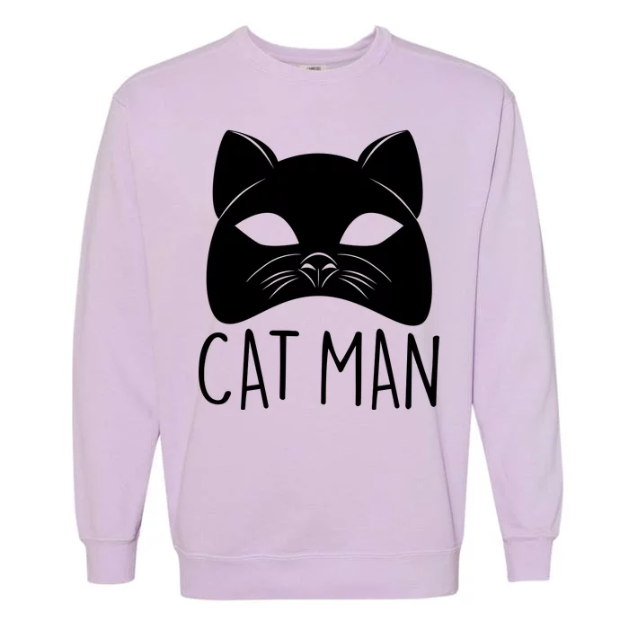 Cat Man Superhero Mask Cat Lover Fan Garment-Dyed Sweatshirt