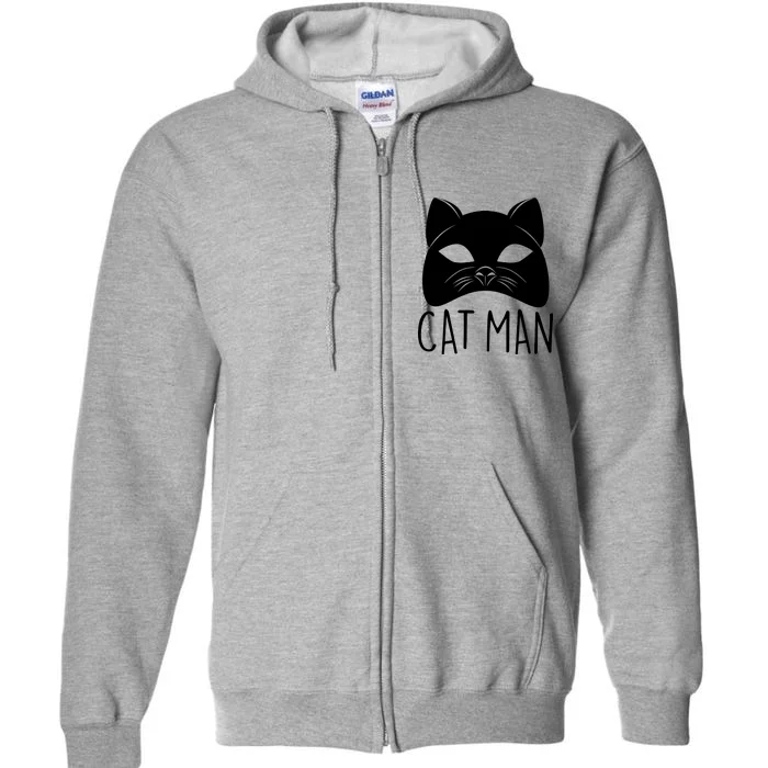 Cat Man Superhero Mask Cat Lover Fan Full Zip Hoodie