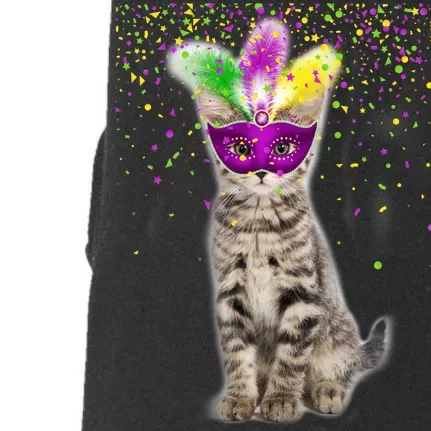 Cat Mardi Gras Mask and Beads Doggie 3-End Fleece Hoodie