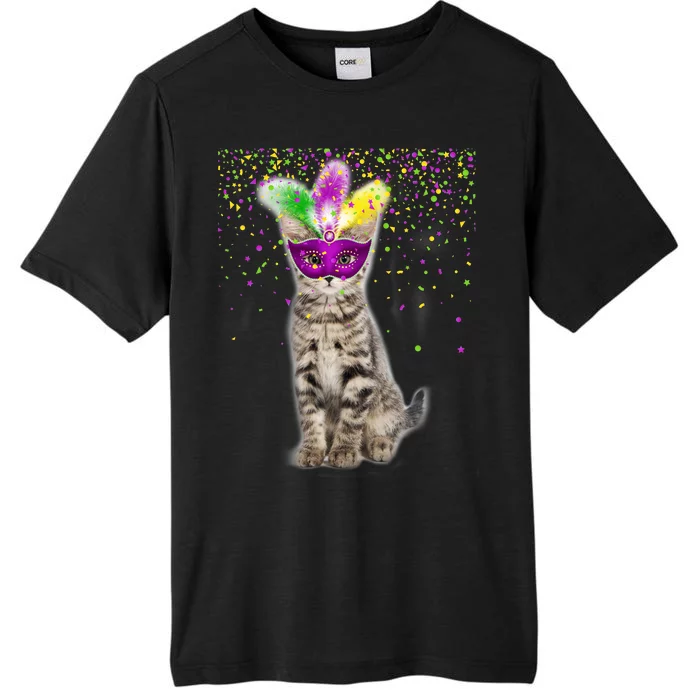 Cat Mardi Gras Mask and Beads ChromaSoft Performance T-Shirt