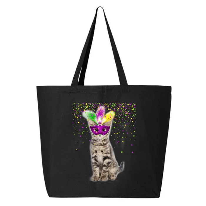 Cat Mardi Gras Mask and Beads 25L Jumbo Tote