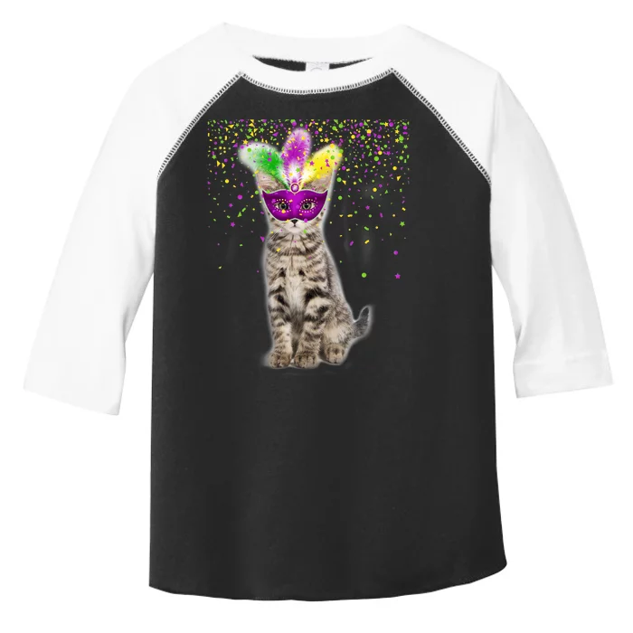 Cat Mardi Gras Mask and Beads Toddler Fine Jersey T-Shirt