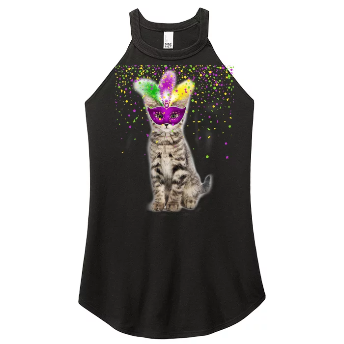 Cat Mardi Gras Mask and Beads Women’s Perfect Tri Rocker Tank