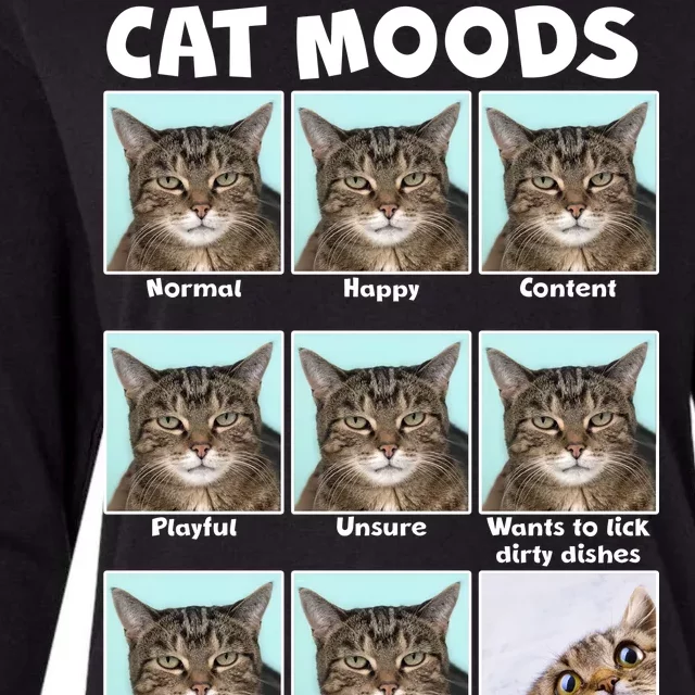 Cat Moods Funny Meme Womens Cotton Relaxed Long Sleeve T-Shirt