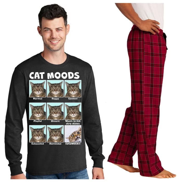 Cat Moods Funny Meme Long Sleeve Pajama Set