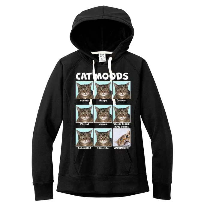 Cat Moods Funny Meme Women's Fleece Hoodie