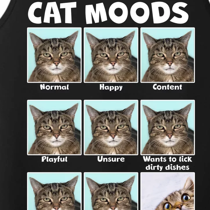 Cat Moods Funny Meme Performance Tank