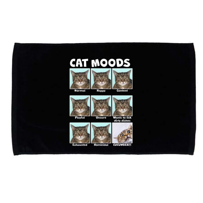 Cat Moods Funny Meme Microfiber Hand Towel