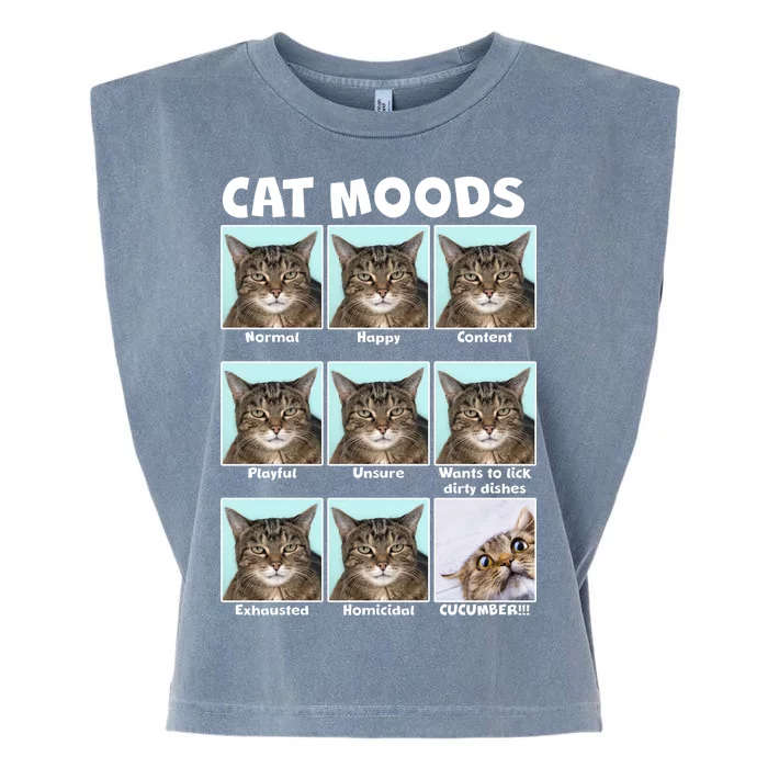 Cat Moods Funny Meme Garment-Dyed Women's Muscle Tee