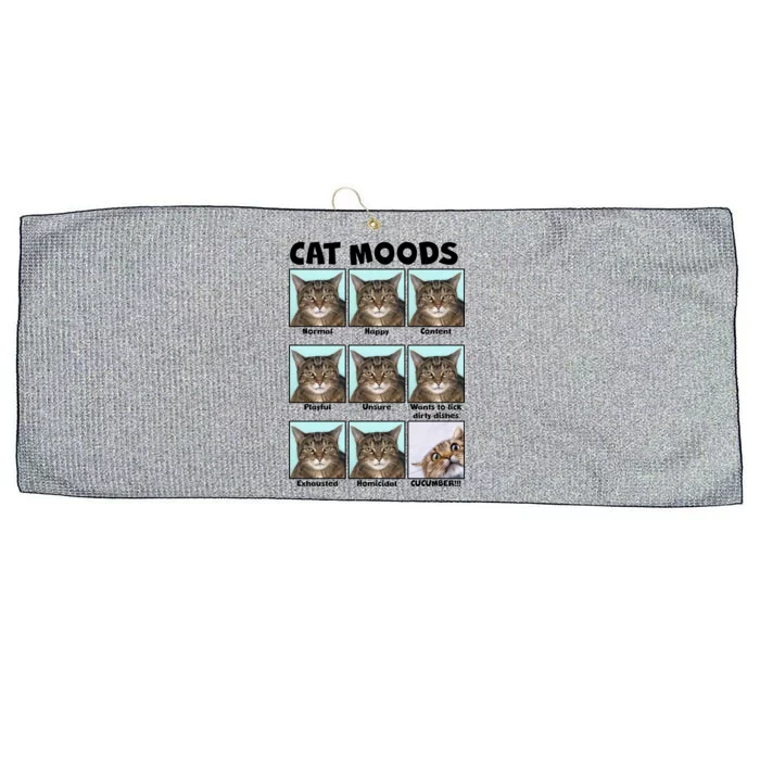 Cat Moods Funny Meme Large Microfiber Waffle Golf Towel