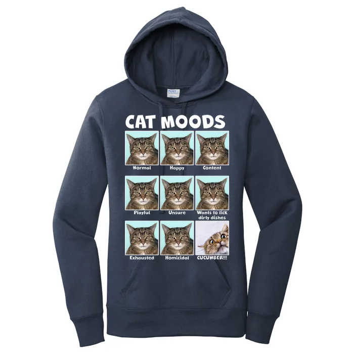 Cat Moods Funny Meme Women's Pullover Hoodie