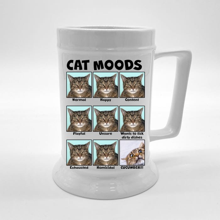 Cat Moods Funny Meme Front & Back Beer Stein