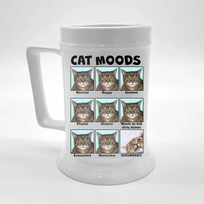 Cat Moods Funny Meme Front & Back Beer Stein