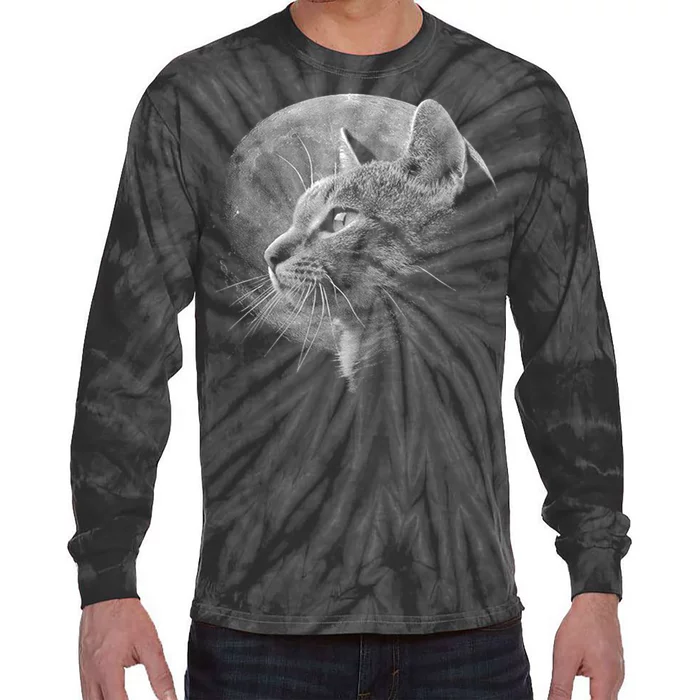 Cat Moon Tie-Dye Long Sleeve Shirt