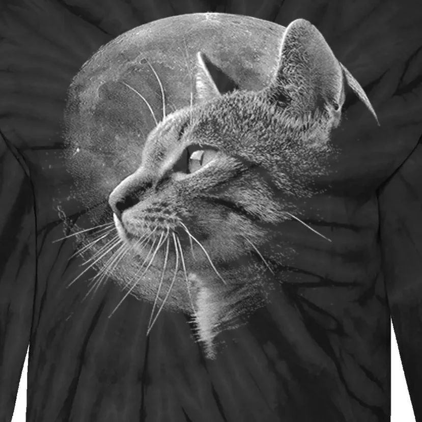 Cat Moon Tie-Dye Long Sleeve Shirt