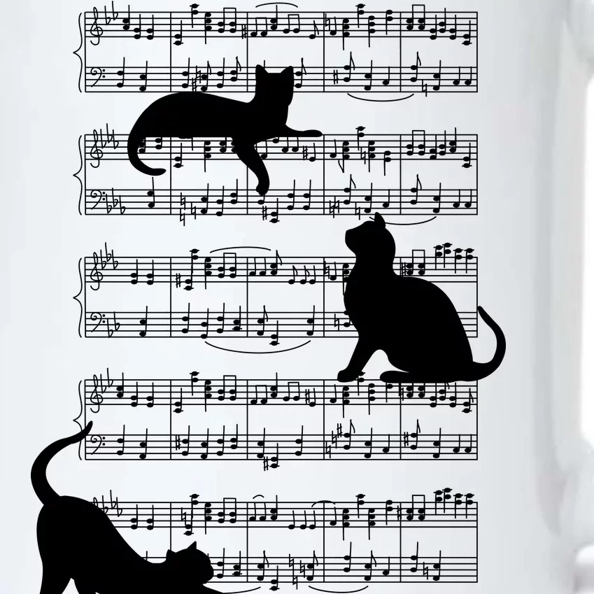 Cat Music Note Sheet Black Color Changing Mug