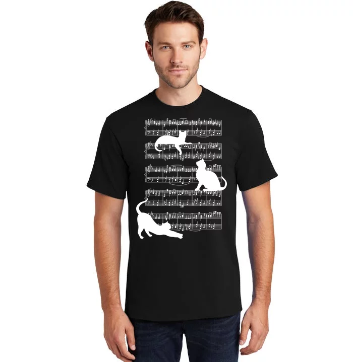 Cat Music Note Sheet Tall T-Shirt