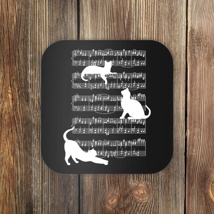 Cat Music Note Sheet Coaster