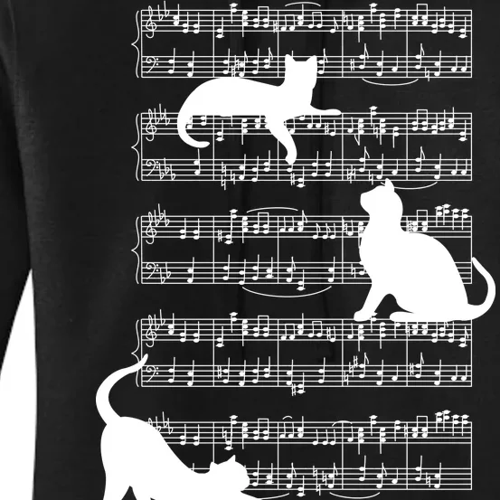 Cat Music Note Sheet Women's Pullover Hoodie