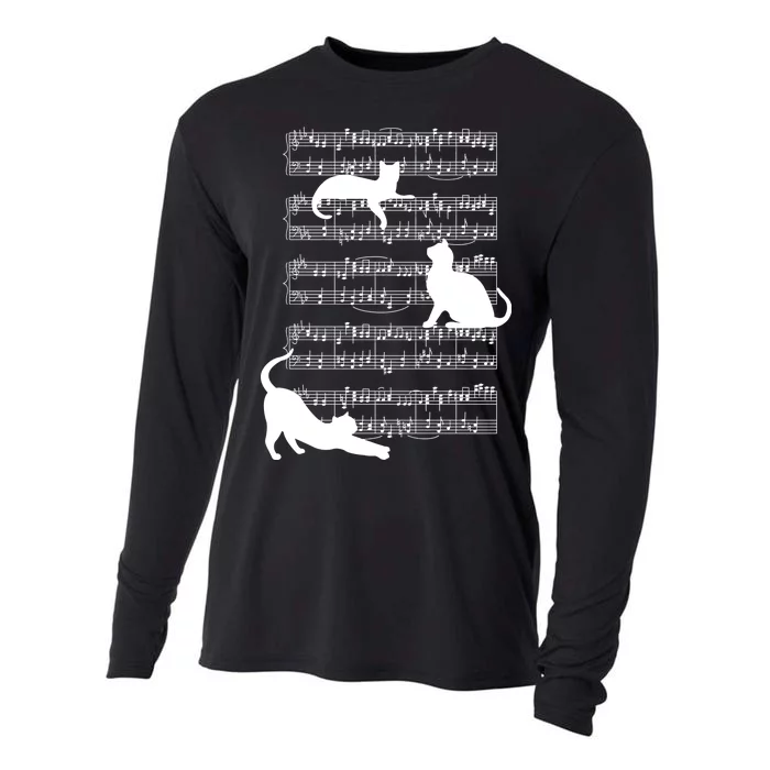 Cat Music Note Sheet Cooling Performance Long Sleeve Crew