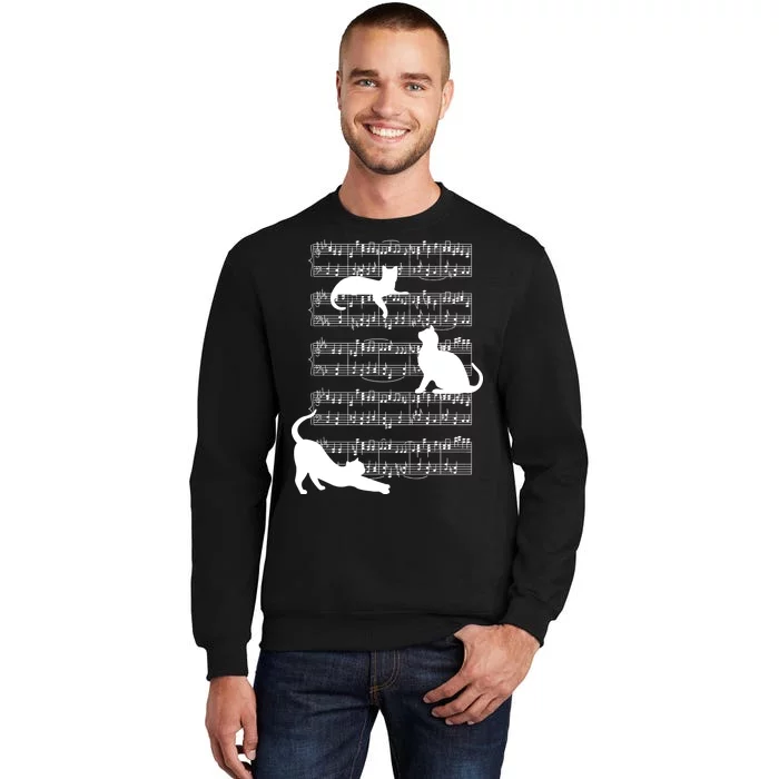 Cat Music Note Sheet Tall Sweatshirt