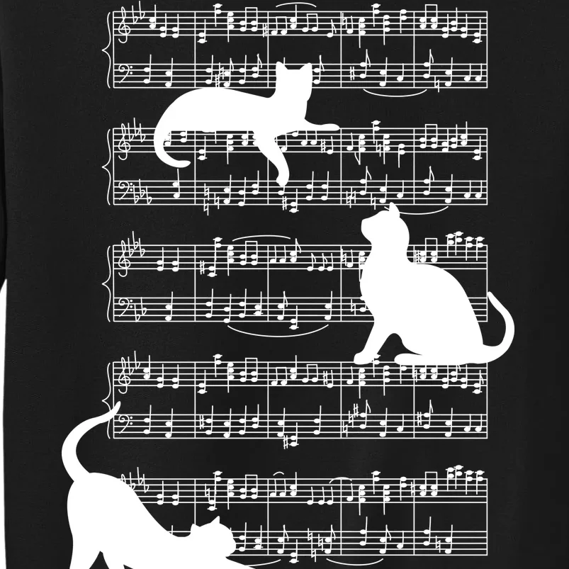 Cat Music Note Sheet Tall Sweatshirt