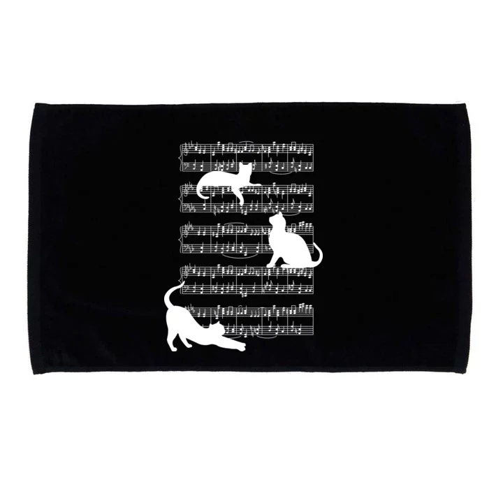 Cat Music Note Sheet Microfiber Hand Towel