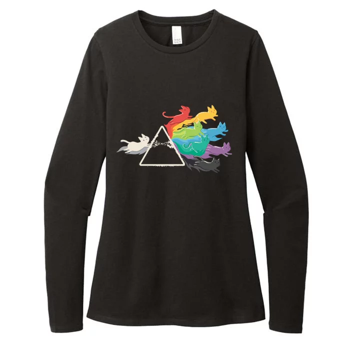 Cat Rainbow Prism Womens CVC Long Sleeve Shirt